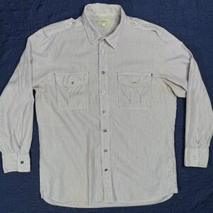 Burberry‎ London Striped Safari Long Sleeve Button Down Shirt Menswear Pockets